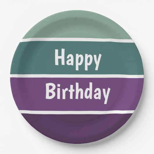 Assiettes En Carton Bandes Vertes Et Violettes (Devant)