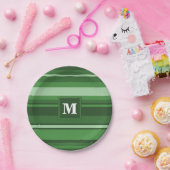 Assiettes En Carton Bandes vertes monogrammes (Fête)