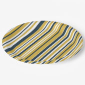 Assiettes En Carton Bandes Verticales Moutarde Jaune, Bleu Marine, Bla (Angle)