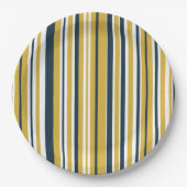 Assiettes En Carton Bandes Verticales Moutarde Jaune, Bleu Marine, Bla (Devant)