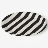 Assiettes En Carton Bandes Verticales Noir Et Crème Blanc Gratté (Angle)