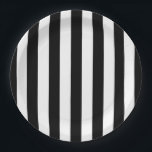Assiettes En Carton Bandes Verticales Noires Et Blanches<br><div class="desc">Bandes verticales - motif rayé noir et blanc.</div>