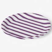 Assiettes En Carton Bandes violettes et blanches (Angle)