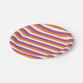 Assiettes En Carton Bandes violettes, orange et blanches (Angle)