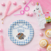 Assiettes En Carton Bannière BBQ BBQ Bleu Plaid (Fête)