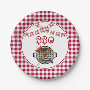 Assiettes En Carton Bannière BBQ Red Plaid