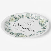 Assiettes En Carton Baptême botanique Feuille d'Eucalyptus vert (Angle)