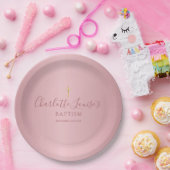 Assiettes En Carton Baptême Christening Élégant Rose Gold Script (Fête)