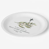 Assiettes En Carton Baptême de baptême floraison blanche (Angle)