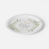 Assiettes En Carton Baptême de couple à motif de feuillage élégant en (Angle)