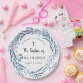 Assiettes En Carton Baptême de fleurs bleues (Fête)