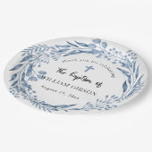 Assiettes En Carton Baptême de fleurs bleues (Angle)