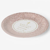 Assiettes En Carton Baptême de la Parties scintillant d'or Rose| Brise (Angle)