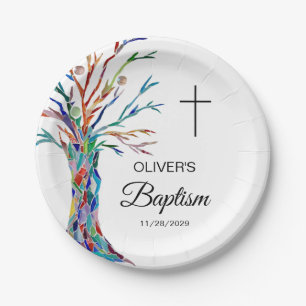 Assiettes En Carton Baptême de l'arbre généalogique personnalisé 