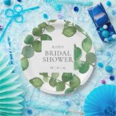 Assiettes En Carton Baptême de mariage aux feuilles d'eucalyptus verdu (Fête)