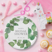 Assiettes En Carton Baptême de mariage aux feuilles d'eucalyptus verdu (Fête)