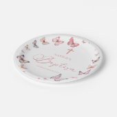 Assiettes En Carton Baptême de papillon rose doux (Angle)