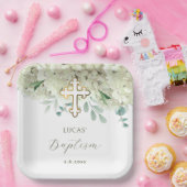 Assiettes En Carton Baptême d'Hydrangée blanche (Fête)