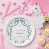 Assiettes En Carton Baptême élégant arc bleu (Fête)