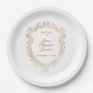 Assiettes En Carton Baptême Élégant de Bébé