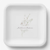 Assiettes En Carton Baptême fleur sauvage délicat (Recto)