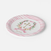 Assiettes En Carton Baptême floral rose (Angle)