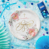 Assiettes En Carton Baptême florale  (Fête)