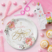 Assiettes En Carton Baptême florale  (Fête)