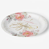 Assiettes En Carton Baptême florale  (Angle)