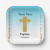 Assiettes En Carton Baptême Party & Gold Cross, Parties scintillant, B (Recto)