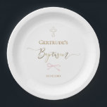 Assiettes En Carton Baptême petit arc rose<br><div class="desc">Plaques de papier de baptême</div>