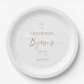 Assiettes En Carton Baptême petit arc rose (Devant)