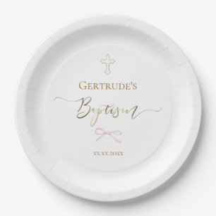 Assiettes En Carton Baptême petit arc rose
