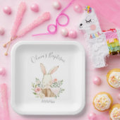 Assiettes En Carton Baptême rose Blush Lapin Lapin Fille Bébé (Fête)