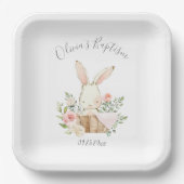 Assiettes En Carton Baptême rose Blush Lapin Lapin Fille Bébé (Recto)