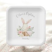 Assiettes En Carton Baptême rose Blush Lapin Lapin Fille Bébé