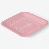 Assiettes En Carton Baptême rose croisé moderne (Angulaire)