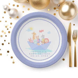 Assiettes En Carton Baptême Thème Arche de Noé