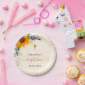 Assiettes En Carton Baptême tournesol eucalyptus parties scintillant m (Fête)