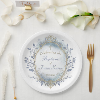 Assiettes En Carton Baptism baby boy 