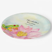Assiettes En Carton Baptism Pink Waterlily & Tree Frog (Angle)