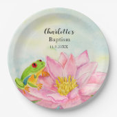 Assiettes En Carton Baptism Pink Waterlily & Tree Frog (Devant)