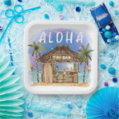 Assiettes En Carton Bar de plage Tiki Tropical Aloha Surf & Mer (Fête)