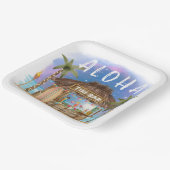 Assiettes En Carton Bar de plage Tiki Tropical Aloha Surf & Mer (Angulaire)