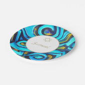 Assiettes En Carton Bar Mitzvah Motif bleu moderne juif (Angle)
