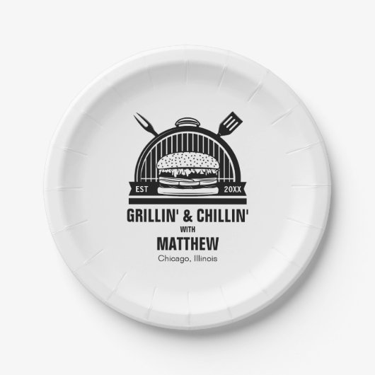 Assiettes En Carton Barbecue Grillin' & Chillin Bachelor Party (Devant)