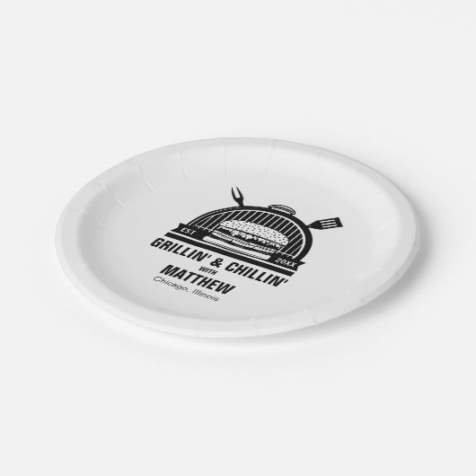 Assiettes En Carton Barbecue Grillin' & Chillin Bachelor Party (Angle)