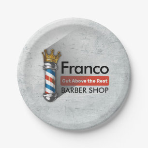 Assiettes En Carton Barber Hair Shop King Crown Barber Pole Hair Salon