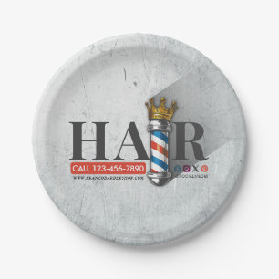 Assiettes En Carton Barber Hair Shop King Crown Barber Pole Hair Salon