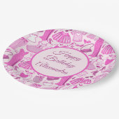 Assiettes En Carton Barbiecore Motif de mode rose et rose chaud (Angle)
